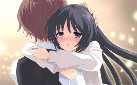 anime sad hug|anime boy hugging crying girl.